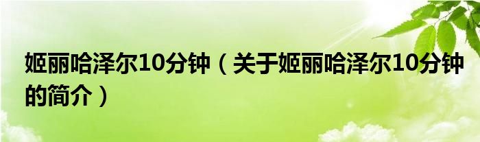 姬丽哈泽尔10分钟（关于姬丽哈泽尔10分钟的简介）