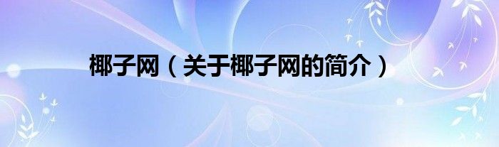 椰子网（关于椰子网的简介）