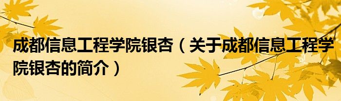 成都信息工程学院银杏（关于成都信息工程学院银杏的简介）