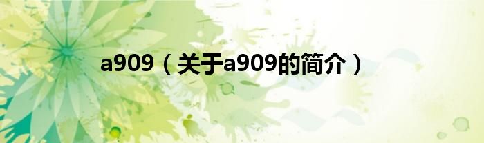 a909（关于a909的简介）