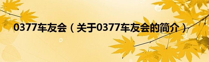 0377车友会（关于0377车友会的简介）