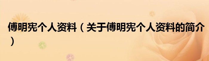 傅明宪个人资料（关于傅明宪个人资料的简介）