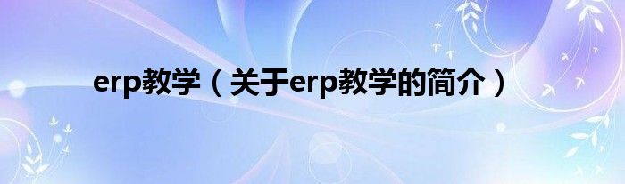 erp教学（关于erp教学的简介）