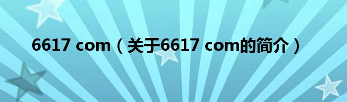 6617 com（关于6617 com的简介）