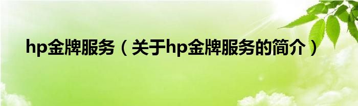 hp金牌服务（关于hp金牌服务的简介）