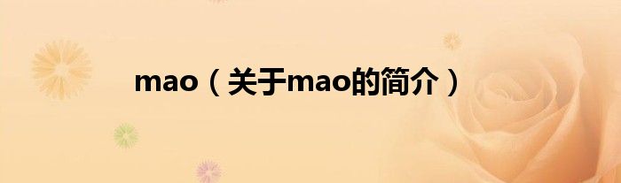 mao（关于mao的简介）