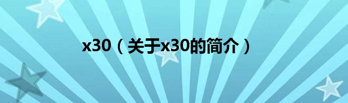 x30（关于x30的简介）