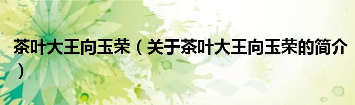 茶叶大王向玉荣（关于茶叶大王向玉荣的简介）