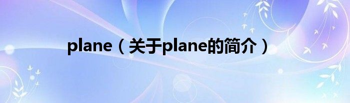 plane（关于plane的简介）