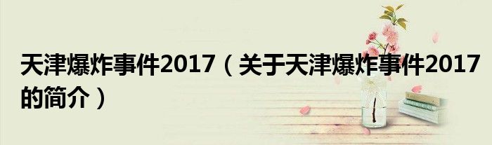 天津爆炸事件2017（关于天津爆炸事件2017的简介）