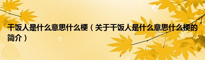 干饭人是什么意思什么梗（关于干饭人是什么意思什么梗的简介）