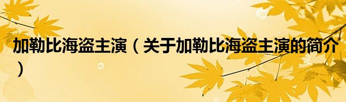 加勒比海盗主演（关于加勒比海盗主演的简介）