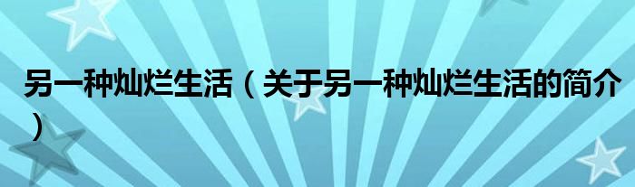 另一种灿烂生活（关于另一种灿烂生活的简介）