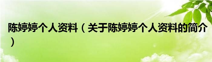 陈婷婷个人资料（关于陈婷婷个人资料的简介）