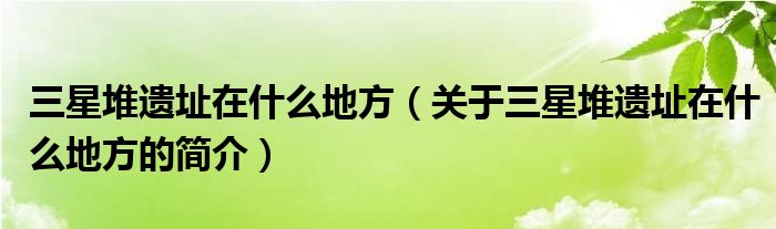 三星堆遗址在什么地方（关于三星堆遗址在什么地方的简介）