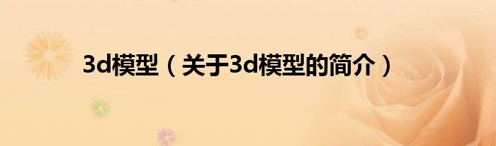 3d模型（关于3d模型的简介）