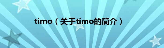 timo（关于timo的简介）