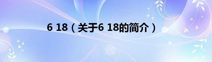 6 18（关于6 18的简介）