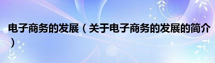 电子商务的发展（关于电子商务的发展的简介）