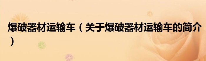 爆破器材运输车（关于爆破器材运输车的简介）