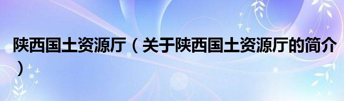 陕西国土资源厅（关于陕西国土资源厅的简介）