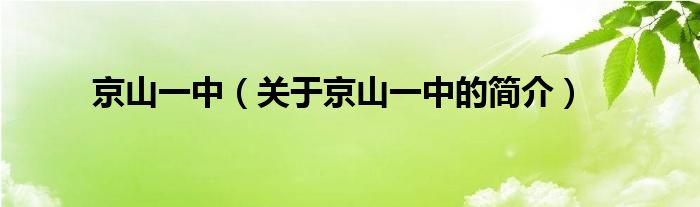 京山一中（关于京山一中的简介）