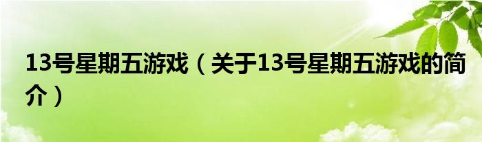 13号星期五游戏（关于13号星期五游戏的简介）