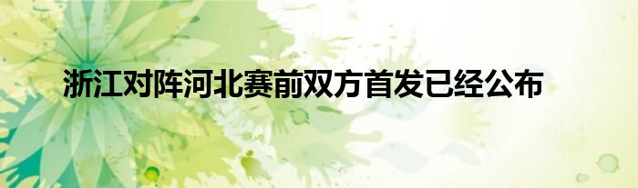 浙江对阵河北赛前双方首发已经公布