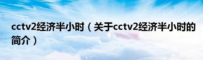 cctv2经济半小时（关于cctv2经济半小时的简介）