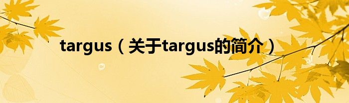 targus（关于targus的简介）