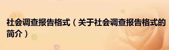 社会调查报告格式（关于社会调查报告格式的简介）