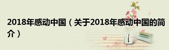 2018年感动中国（关于2018年感动中国的简介）