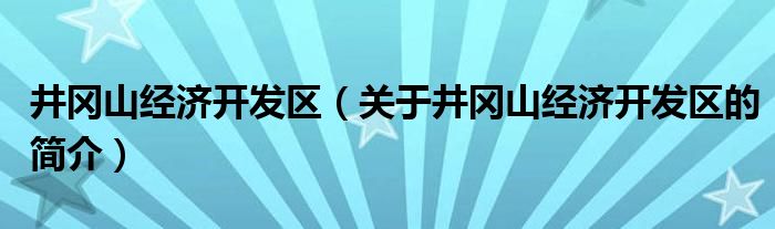 井冈山经济开发区（关于井冈山经济开发区的简介）