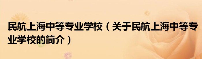 民航上海中等专业学校（关于民航上海中等专业学校的简介）