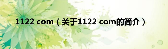 1122 com（关于1122 com的简介）