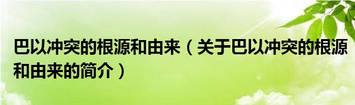 巴以冲突的根源和由来（关于巴以冲突的根源和由来的简介）