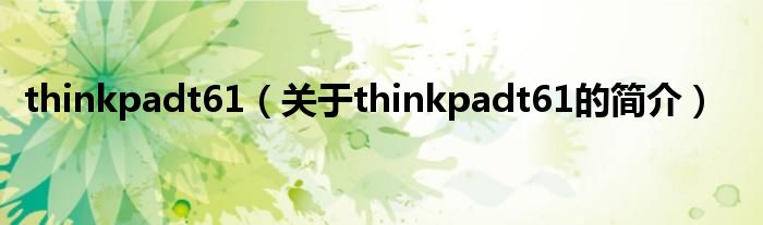 thinkpadt61（关于thinkpadt61的简介）