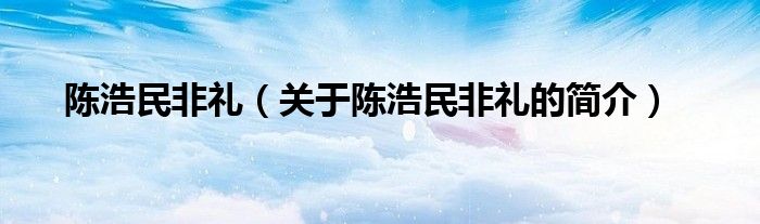 陈浩民非礼（关于陈浩民非礼的简介）