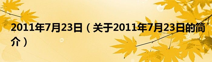 2011年7月23日（关于2011年7月23日的简介）