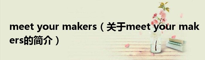 meet your makers（关于meet your makers的简介）