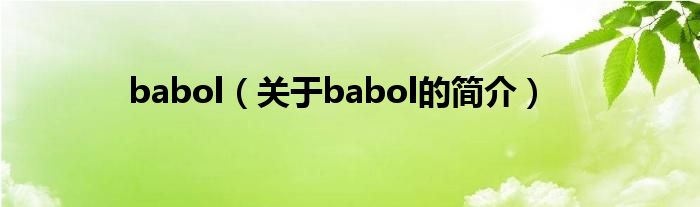 babol（关于babol的简介）