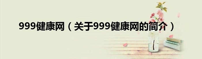 999健康网（关于999健康网的简介）