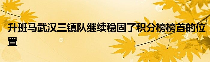 升班马武汉三镇队继续稳固了积分榜榜首的位置