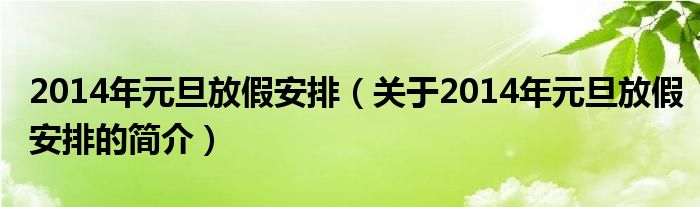 2014年元旦放假安排（关于2014年元旦放假安排的简介）