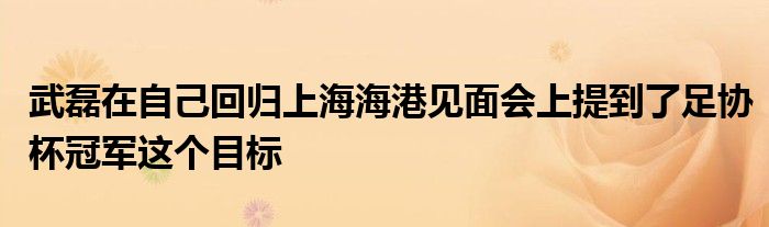 武磊在自己回归上海海港见面会上提到了足协杯冠军这个目标