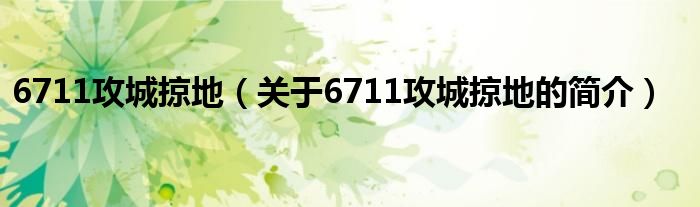 6711攻城掠地（关于6711攻城掠地的简介）