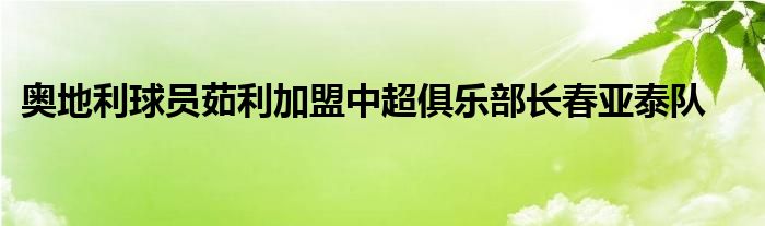 奥地利球员茹利加盟中超俱乐部长春亚泰队