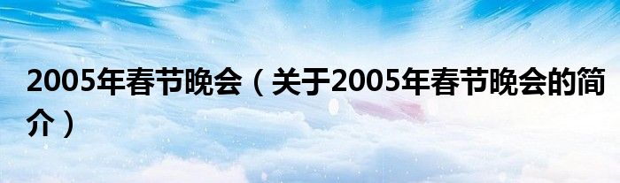 2005年春节晚会（关于2005年春节晚会的简介）