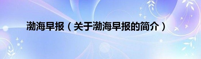 渤海早报（关于渤海早报的简介）