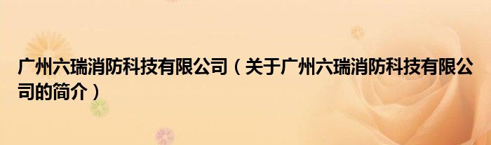 广州六瑞消防科技有限公司（关于广州六瑞消防科技有限公司的简介）